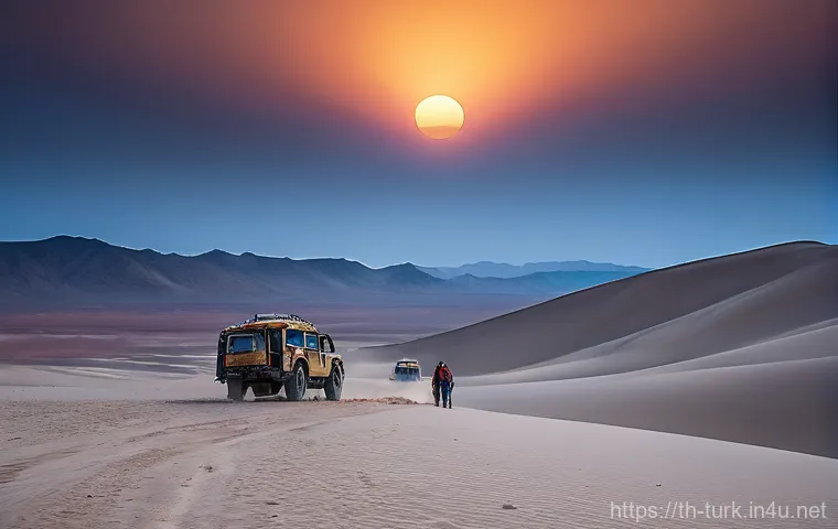 투르크메니스탄 크레이터  지옥의 문 - **Awe-Inspiring Night at the 'Door to Hell'**
    A lone adventurer stands at a safe, respectful dis...