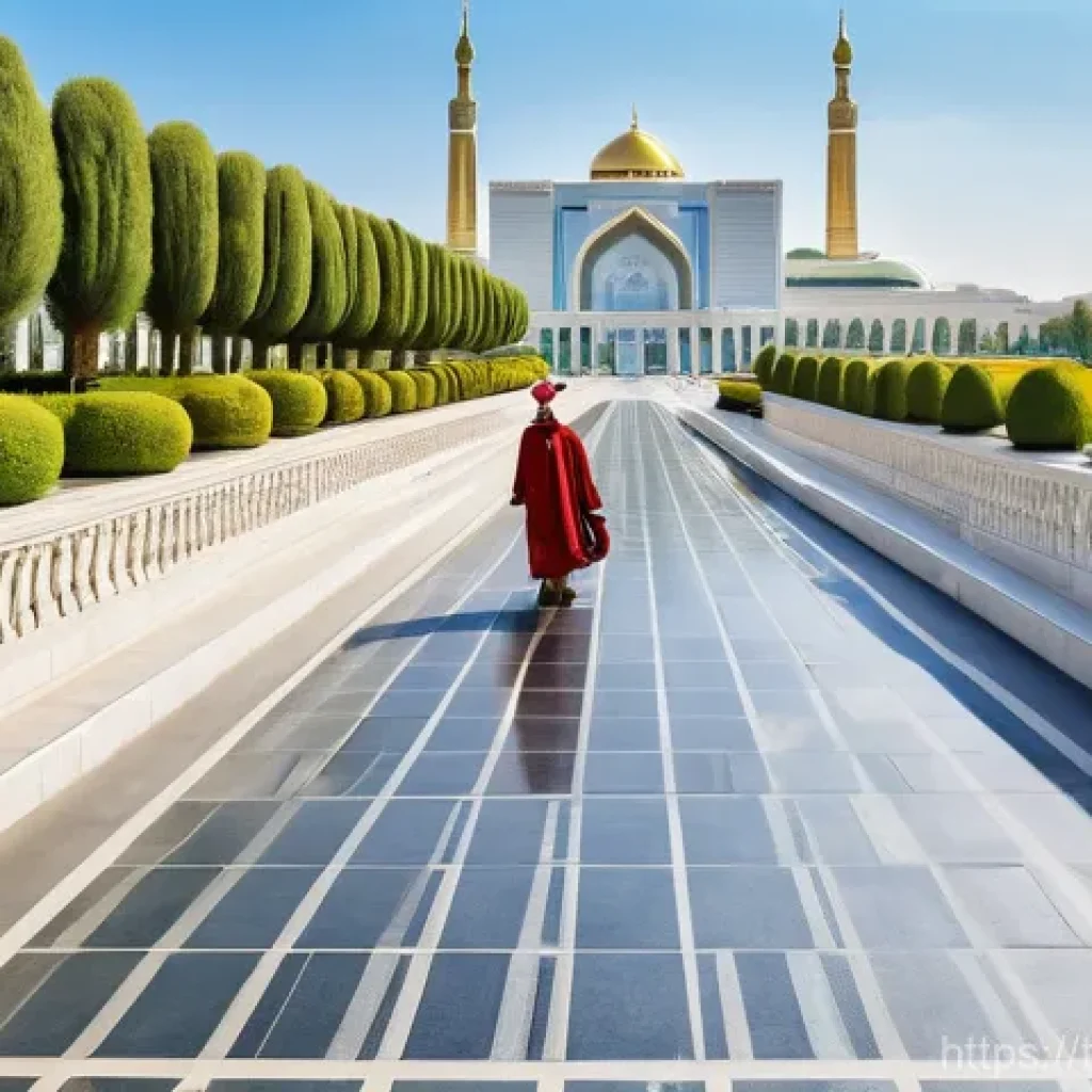 투르크메니스탄 정치 체제 - **Prompt:** A majestic panoramic view of Ashgabat, Turkmenistan, showcasing its distinctive architec...