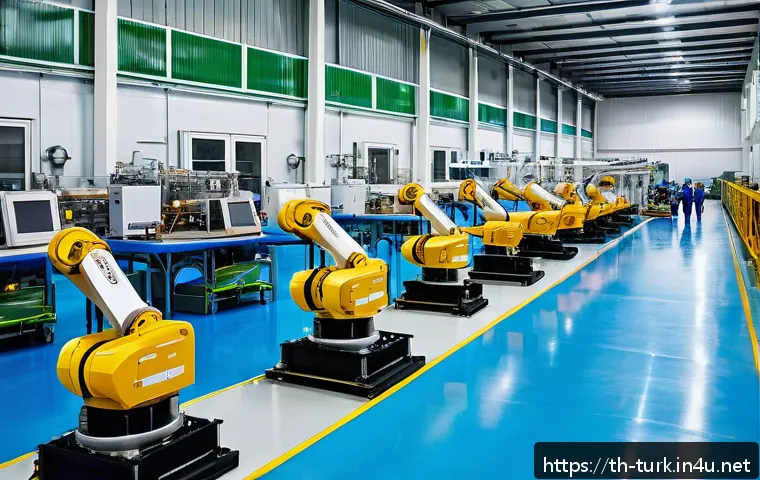 투르크메니스탄에서의 기술 혁신 - A modern industrial factory in Turkmenistan featuring advanced automation and robotics technology, w...