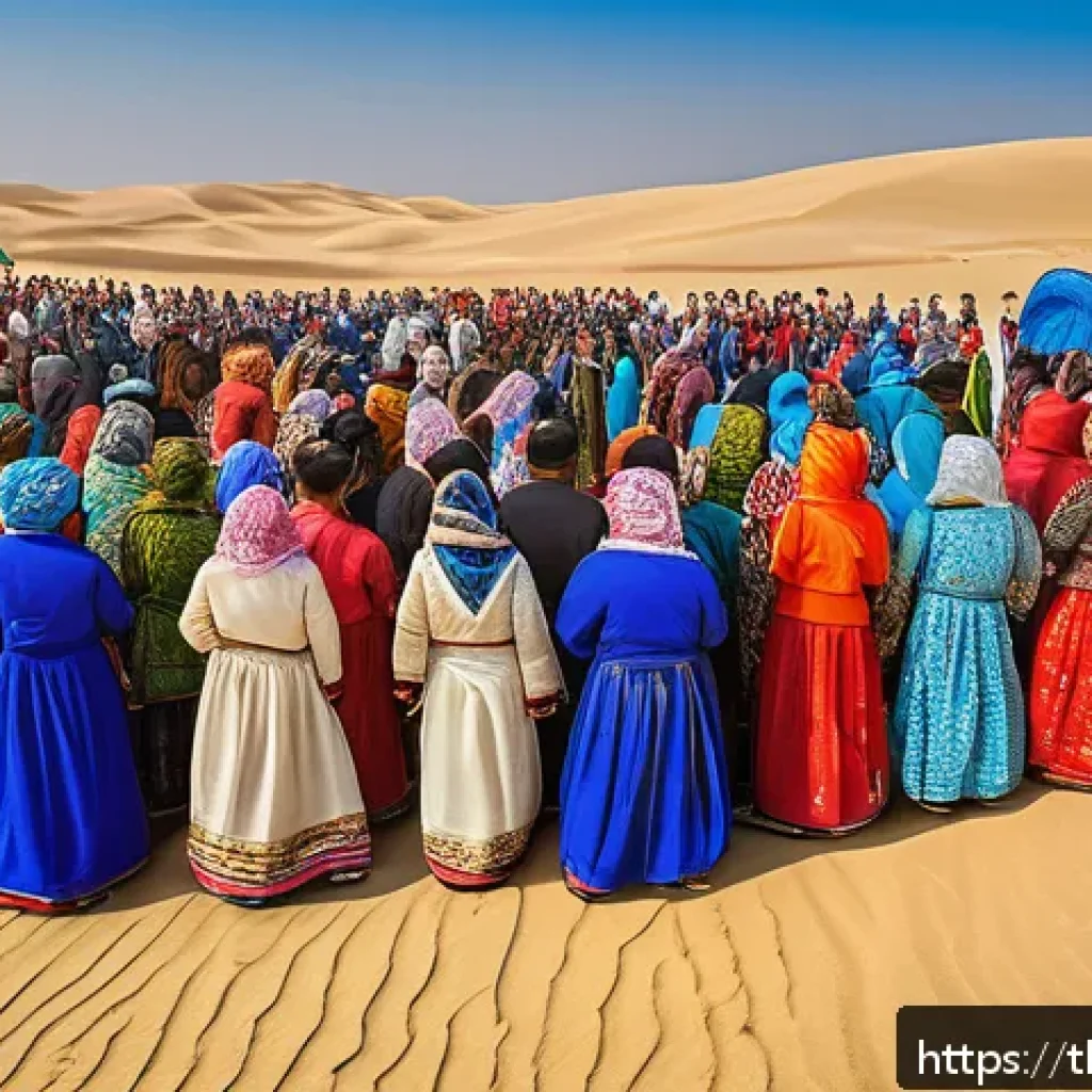 투르크메니스탄 여행 주의사항 - A vibrant scene of a traditional Turkmen festival featuring local people dressed in colorful ethnic ...